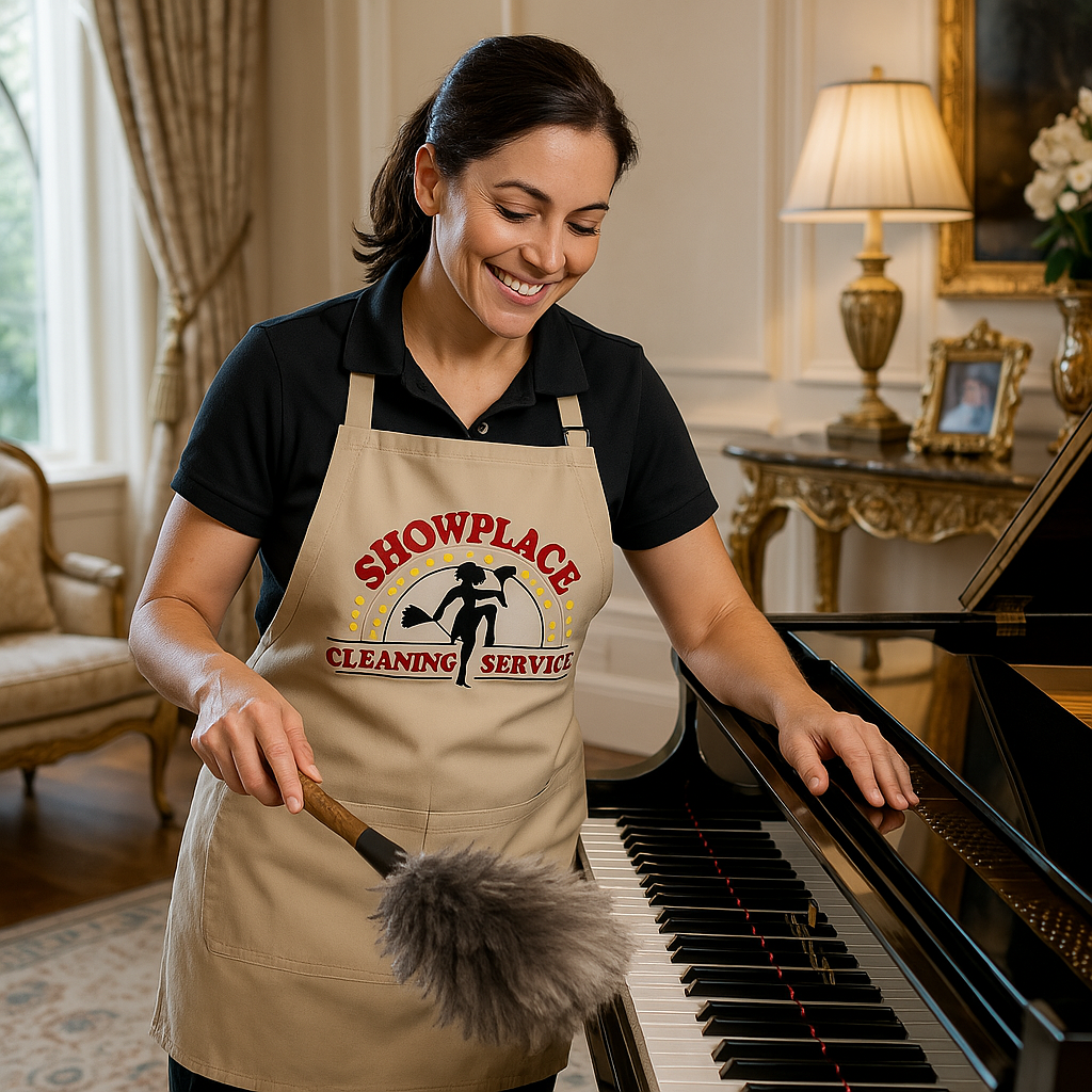 cleaner dusting piano