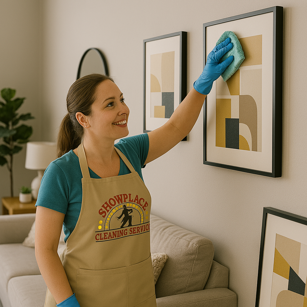 cleaner dusting wall hangings